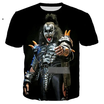 

New Arrival Gene Simmons T shirt 3D Printed Kiss Rock Tshirt Men Women Casual Streetwear Hip Hop O-neck Tee Shirt Men's Clothing