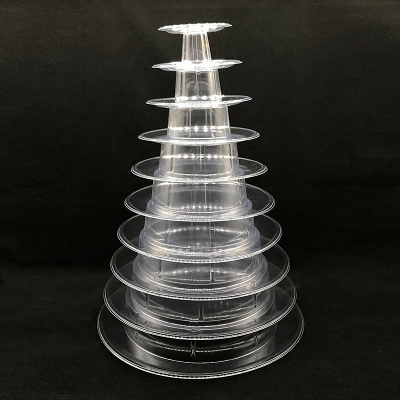  10 Tier Tower Macaron Macaron Display Stand Round Cake Stand PVC Tray Birthday Wedding Display Rack