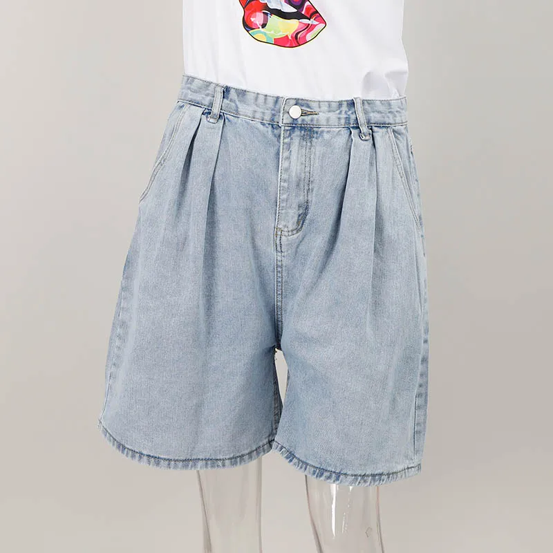 wide leg denim shorts womens
