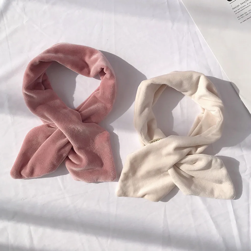 Элегантные однотонные пушистые женские милые однотонные шарфы с крестиком, осенне-зимний бархатный шарф, сохраняющий тепло, шарфы, echarpe femme# Y2