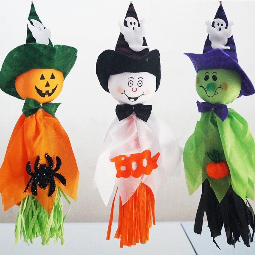 

1PC Halloween Decoration Hanging Ghost, Pumpkin Ghost Straw Windsock Pendant Halloween Ghost Decorations for Patio Lawn Garden