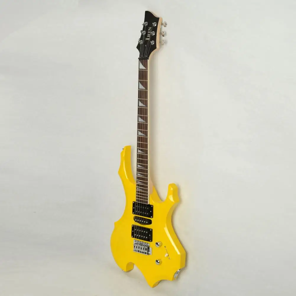 

Hot Electronic Guitar Guitars Bag Pick Bar Link Cable Spanner Set Guitar Musical Instruments Professional Flame Type Yellow