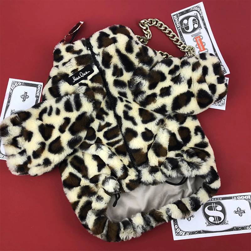 Noblepet крутая леопардовая Одежда для собак зимние теплые куртки для собак щенка чихуахуа одежда толстовки для маленьких средних собак щенка - Цвет: Light Leopard