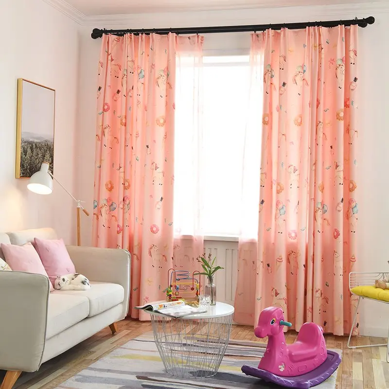 MENGERMEI Единорог занавески гостиная детские шторы для гостиной, спальни, детей, затенение Тюль Шторы - Цвет: Cloth curtain 2