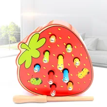 Catch червь Детские деревянные игрушки 3D Головоломка Развивающие игрушки цвет когнитивный Магнитный клубника игрушка в форме яблока для детских вечеринок