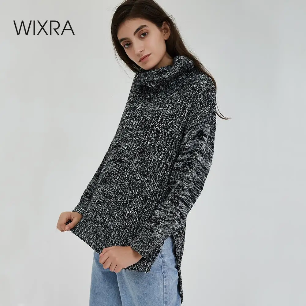 Женский вязаный свитер с высоким воротником Wixra теплый пуловер на осень и зиму |