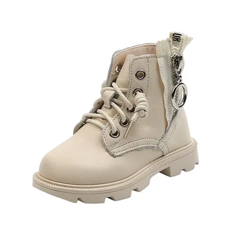 

2020 New Winter Boys And Children Plus Velvet Vintage Boy Boots Girls Leather British Style Short Boots 6-12year