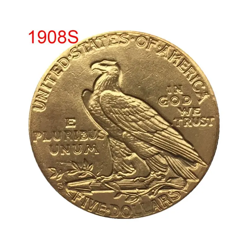 1908/1926 античный Американский памятник старая позолоченная монета Коллекционная монета ремесла сувенирное украшение