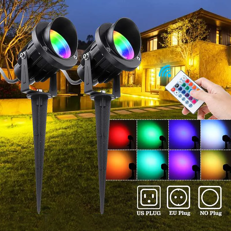 

Colourful Remote Control Floodlight Outdoor Waterproof Landscape Spotlight Plug In Ground Shining Tree Lights