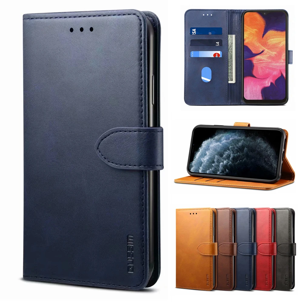 Кожаный чехол бумажник с откидной крышкой для Samsung Galaxy S8 S9 S10 S20 Plus A70 A50 A40 A30 M10 A80 A90