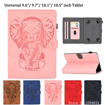 

Universal Case For iPad 10.2 2019 Cover for Huawei T3 T5 M5 9.6 9.7 10 10.1 10.5 Inch Tablet Funda Elephant Embossed Stand Shell