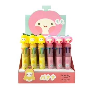 

24 pcs/lot Cartoon Summer Fruit 12 Colors Ballpoint Pen Cute press ball pens School Office writing Supplies Stationery Gift