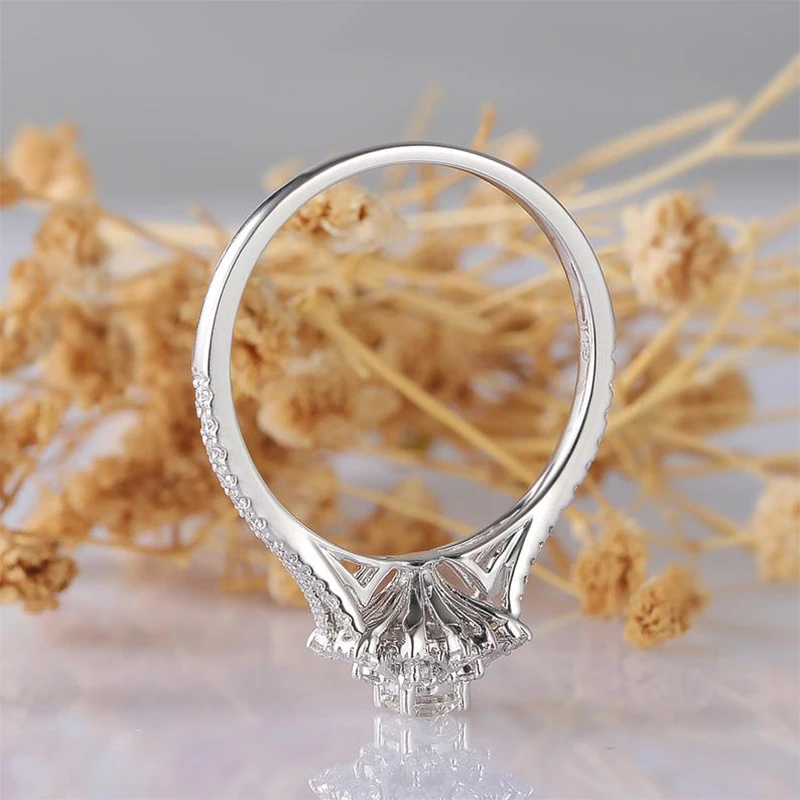 Veryins 14K 585 белый золотой центр 0.3ct 4 мм DEF цвет Moissanite снег fake обручальное кольцо для женщин свадебный подарок
