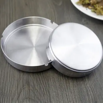 

New Hot Sell Stainless Steel Ashtray Round Shaped With Three Rest Holder Holes Metal Protable Ashtrys Cigarette Accessories