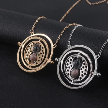 

Wholesale Time Turner Hourglass Necklaces Classic Rotating Horcrux Time Converter Potter Necklace Women Movie Jewelry