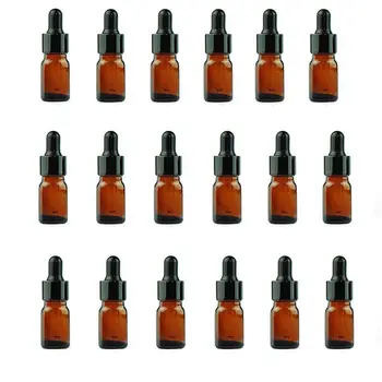 

5pcs (5ml/10ml) Amber or Clear Glass Dropper Bottles Empty Refillable Essential Oil Containers with Black Head Dropper Caps