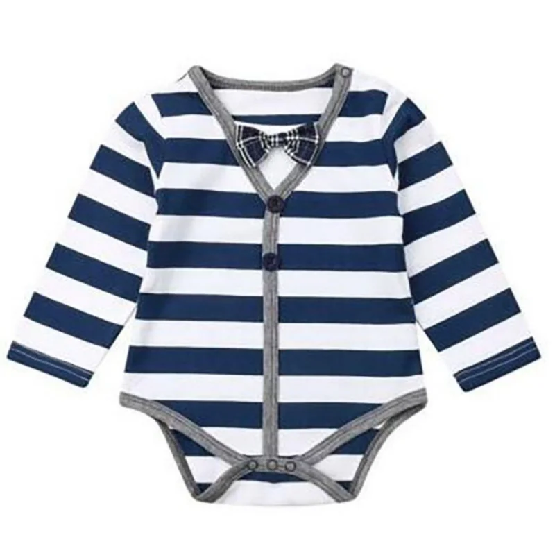 Cotton Baby Set Bodysuits 0-24M Infant Gentle Stripe Print Jumpsuit Fashion Baby Boys Girls Clothes Long Sleeve Newborn - Цвет: Бежевый