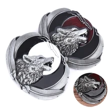 1pc Wolf watching moon  Mens Zinc Alloy wolfhead belts accessories Suitable For 4cm Width Belt DIY Manly decor
