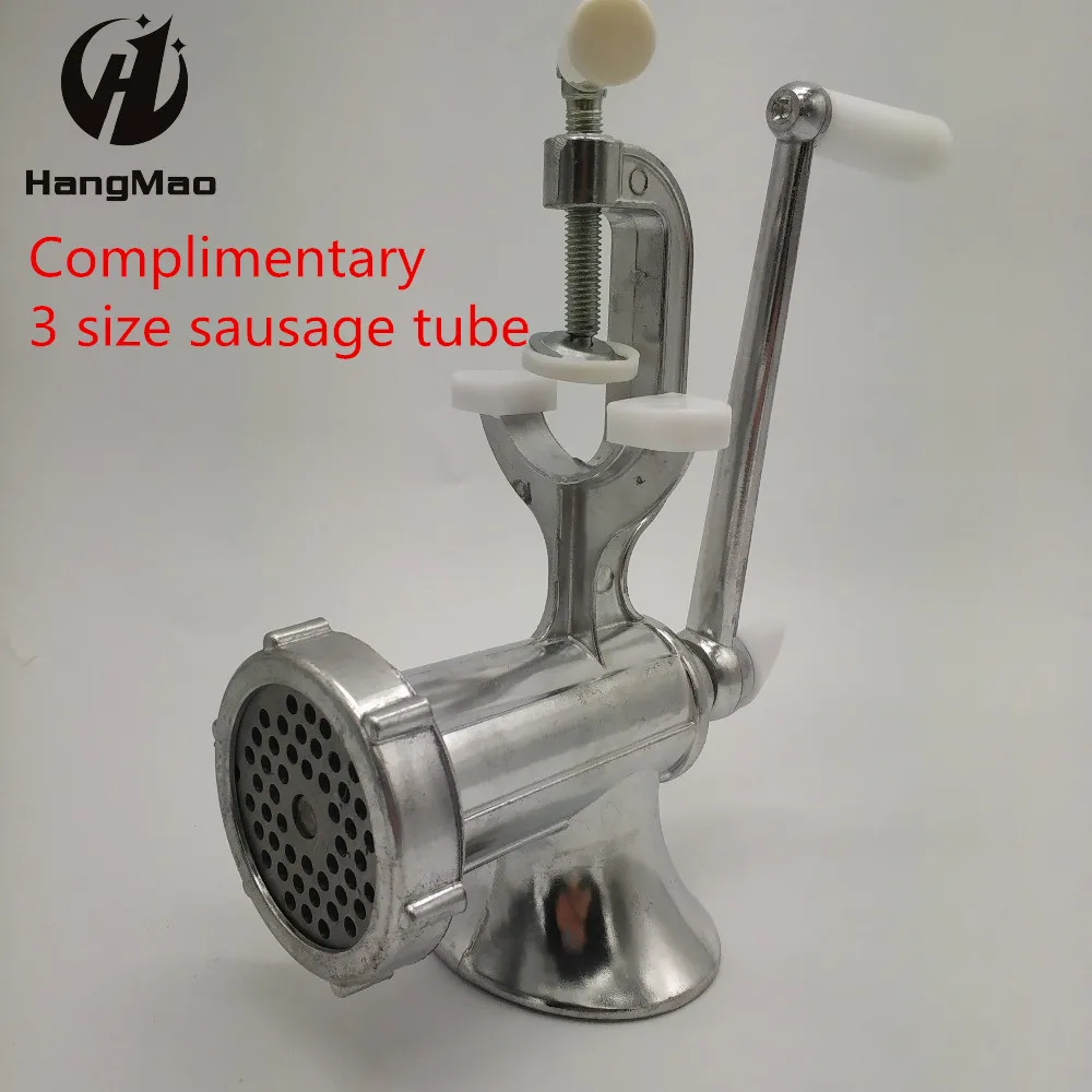 NO.10 Manual Meat Grinder Mincer Silver Aluminum Alloy Hand Crank Meat