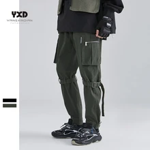 

New 2021 Cargo Pants For Man Streetwear Functional Wind Pocket Zipper Ribbon Joggers Pants Men Harajuku Hip Hop Track Trousers