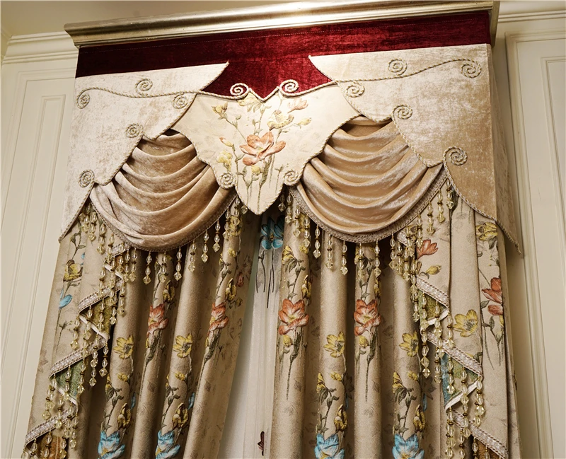 Europe luxury royal elegant 4D embossed jacquard blackout curtains for bedroom windows embroidered Voile Curtain for Living Room