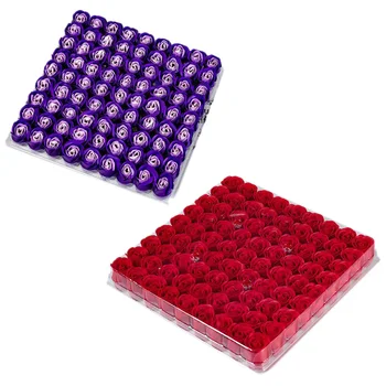 

2Box Red/Purple Color Rose Bath Body Flower Floral Soap Scented Rose Flower DIY Gifts(1Box/81Pcs)
