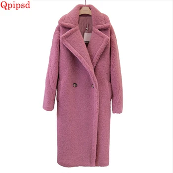 

Winter Lambswool Coat Women's Long Warm Faux Fur Coats Female Plus size Sheep Sheared Lamb Jacket Coat Womens Fur Overcoat S-4XL