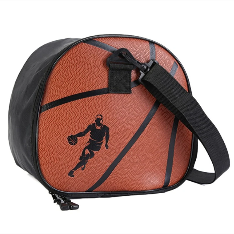 

Portable Basketball Bag with Shoulder Trainning Accessories Bag PU Leather Sports Ball Storage Bag with Zipper