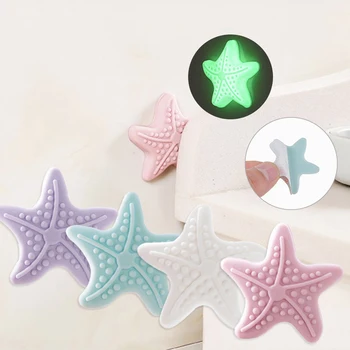 

1 Piece New Starfish silicone door behind the wall thickening luminous door handle mute anti-flip pad factory direct sales