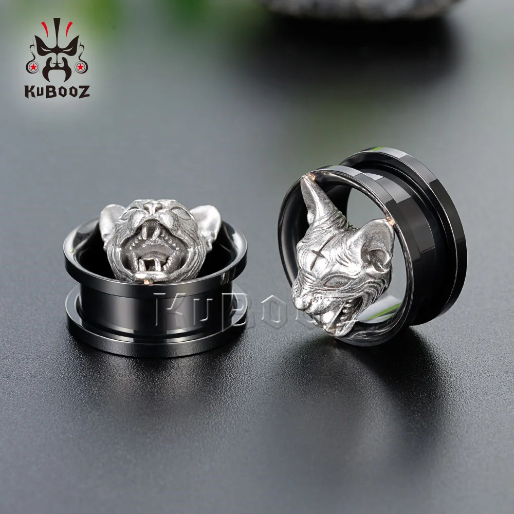 Piercing Jewelry Ear Piercing Jewelry Metal Jewelry Body Piercing Jewelry Body Jewelry Stainless Steel Cross Cat Head Ear Piercing Plugs Gauges Expanders Ear Tunnels Stretchers