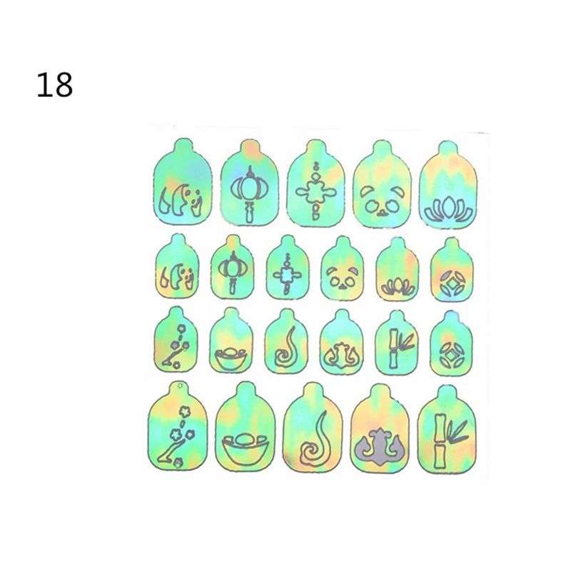 22 листа пламя Holo наклейки для ногтей винилы трафарет стикеры 3D на ногти Nail Art Наклейки маникюрные украшения