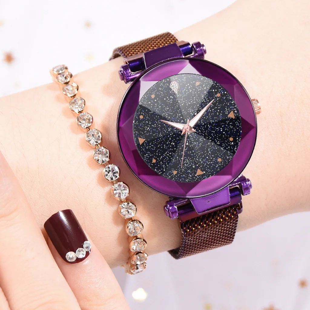 Роскошный золотой браслет женские часы женские часы Звездное небо розовое золото магнитные водонепроницаемые женские наручные часы Relogio Feminino