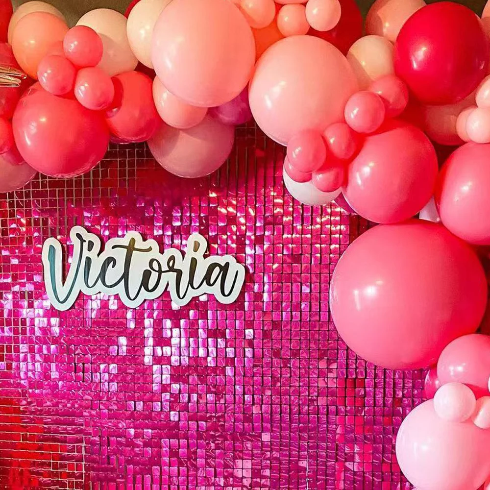 キラキラの正方形のピンクのスパンコール 女の子の性別を明らかにする壁のパネル 誕生日パーティーの背景 装飾的なユニコーン 赤ちゃん Aliexpress ホーム ガーデン