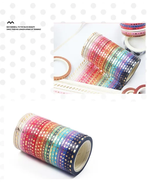 24pcs Mini gold color washi tape set 3mm decoration star bowknot love slim  masking tapes stickers