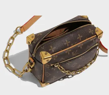 

L-68906 Luxury Designer Women Men Handbag Soft Mini Trunk Case Crossbody Small Pochette Genuine Leather Zipper Bag AAA Grade