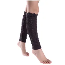 Модные женские теплые носки, зимние вязаные однотонные шерстяные длинные носки с полой подошвой, вязаные сапоги, закрывающие носок, Beenwarmer