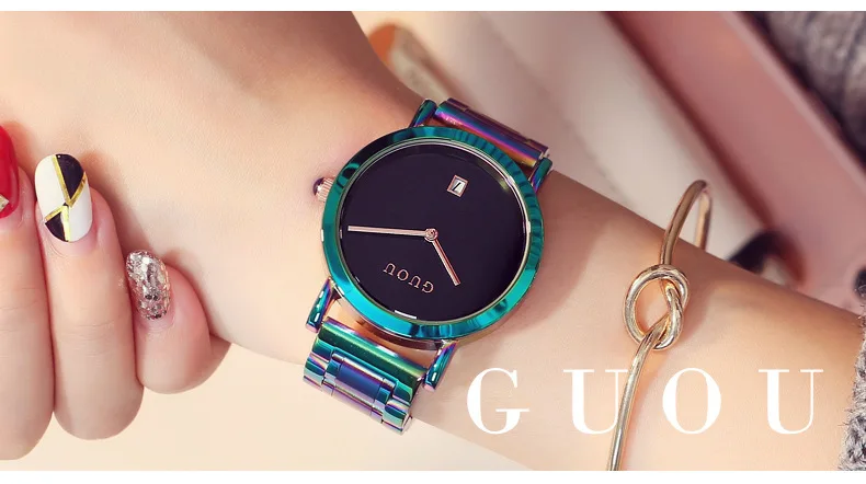 Fashion Guou Top Brand Wrist Watches Colorful Stainelss Steel Watch Women Luxury Women's Clock Saat Relogio Feminino_voghion.com