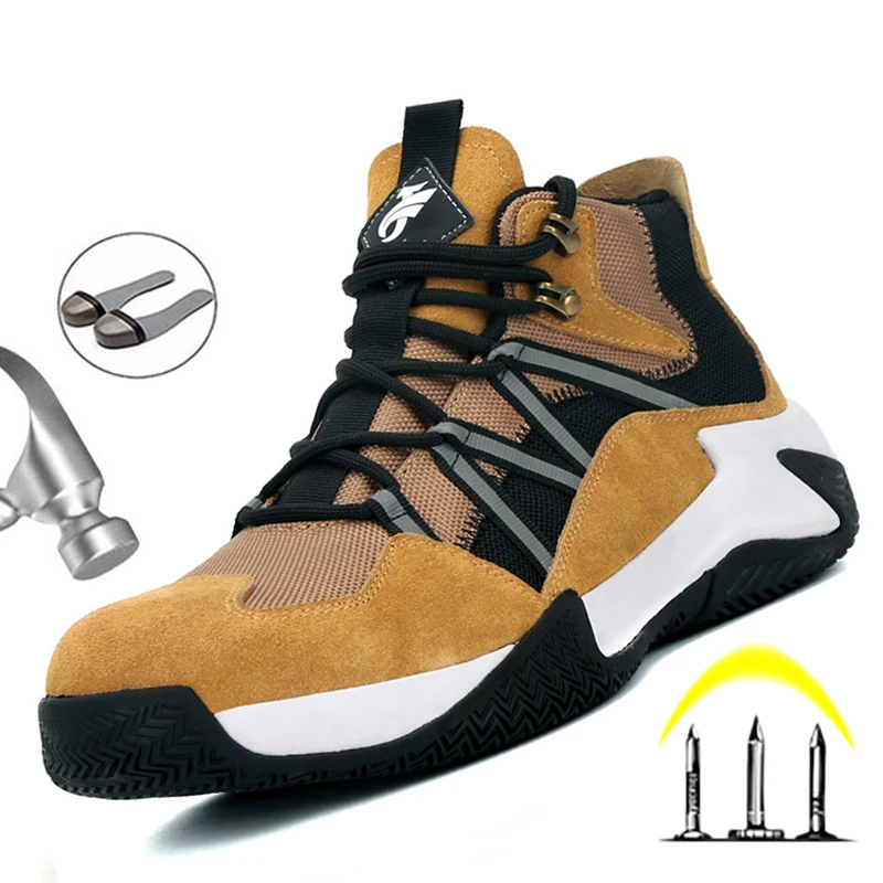 Botas de seguridad para el trabajo para hombre, zapatos de trabajo con punta de acero, zapatillas antigolpes, calzado de seguridad Indestructible, novedad de 2021