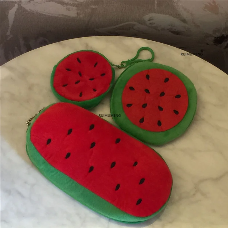 3sizes - 7-21CM Approx. plush fruit Coin BAG Lady Girl's watermelon Plush pouch bag | Багаж и сумки