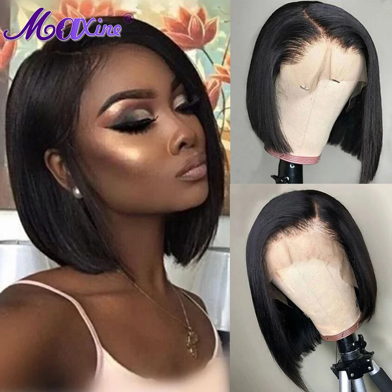 Короткий парик с фронтальным кружевом 13х4 прямой для женщин предварительно