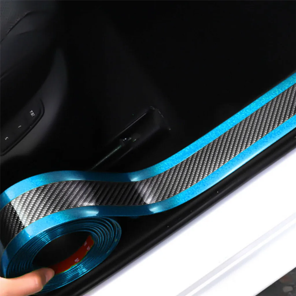 Car Sticker Carbon Fiber Rubber DIY Door Sill Protector Edge Guard Strip  3CMx2M