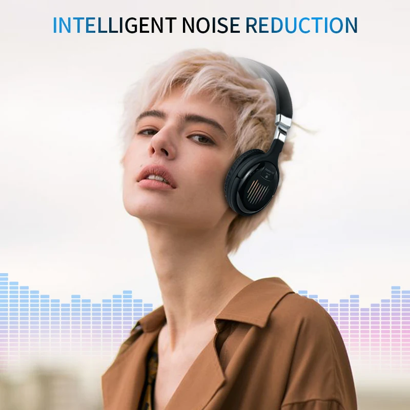 Настоящие беспроводные наушники, 3D стерео Bluetooth гарнитура, складные Игровые наушники с микрофоном, FM, TF карта, наушники с шумоподавлением