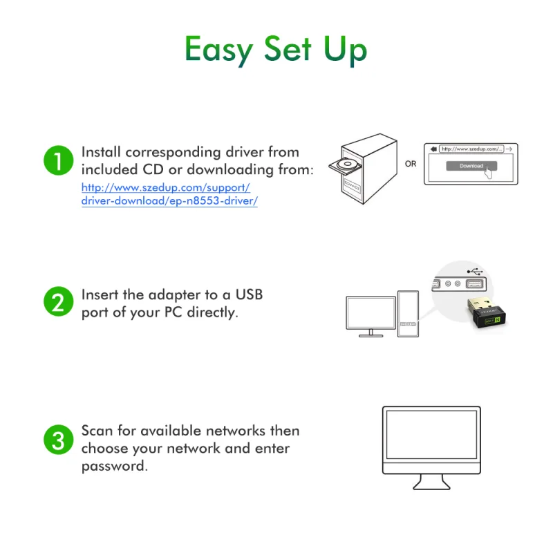 EDUP Mini USB Wifi адаптер 150 Мбит/с 2 4G 802.11a/g/n беспроводной Ethernet сетевая карта Wi Fi приемник