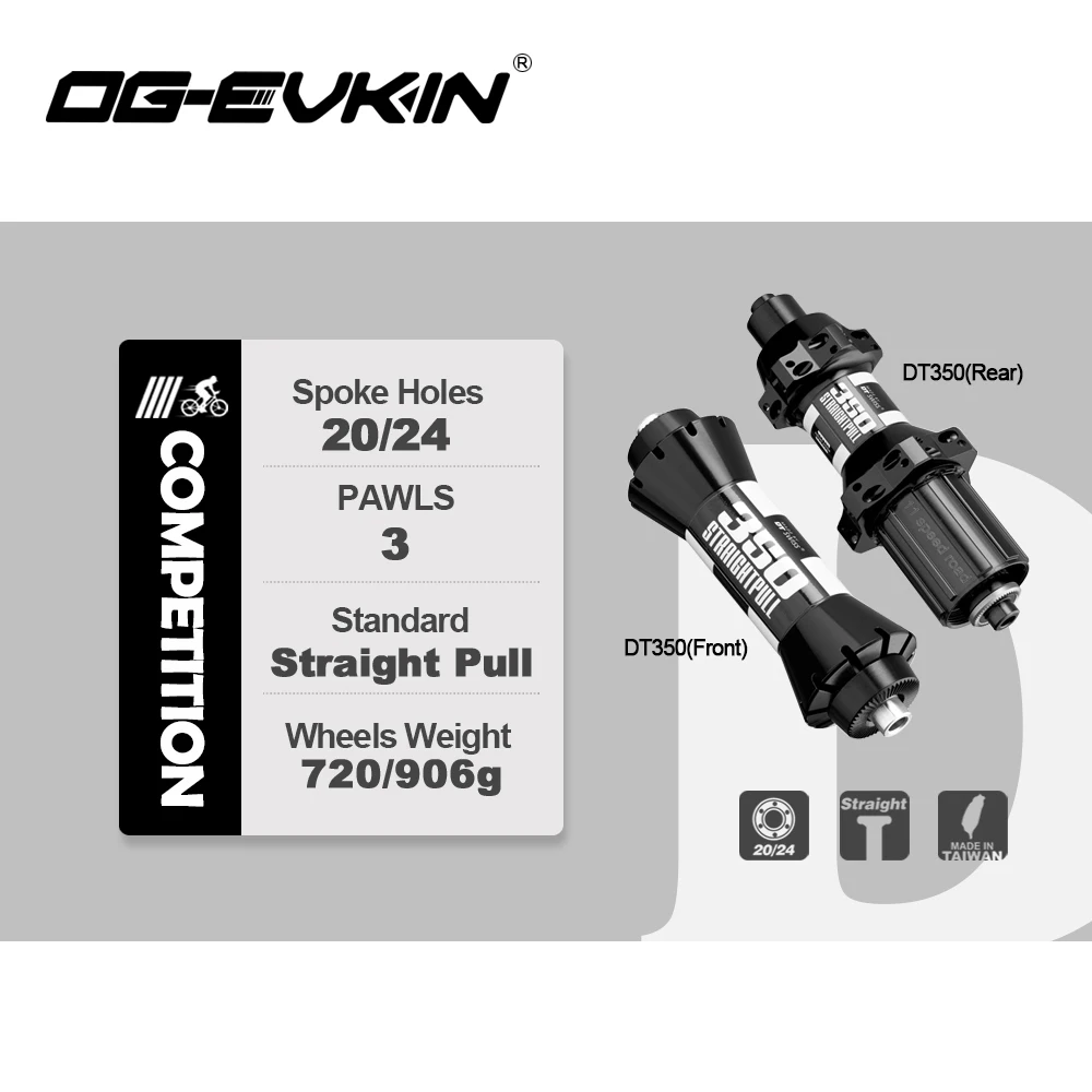 OG-EVKIN RW-002 Carbon Wheels Clincher 45mm Depth 25mm Outer Width V-Brake Carbon Wheel For Road Bike 700c UCI DT350 Wheelset