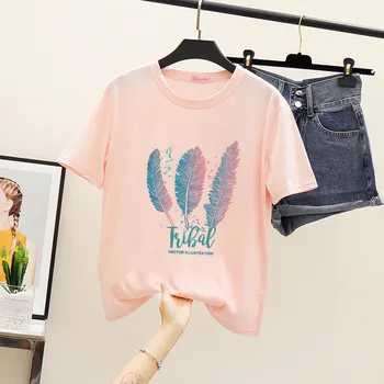 

Harajuku Love Printed Women Gray T-shirts Casual Tee Tops Summer