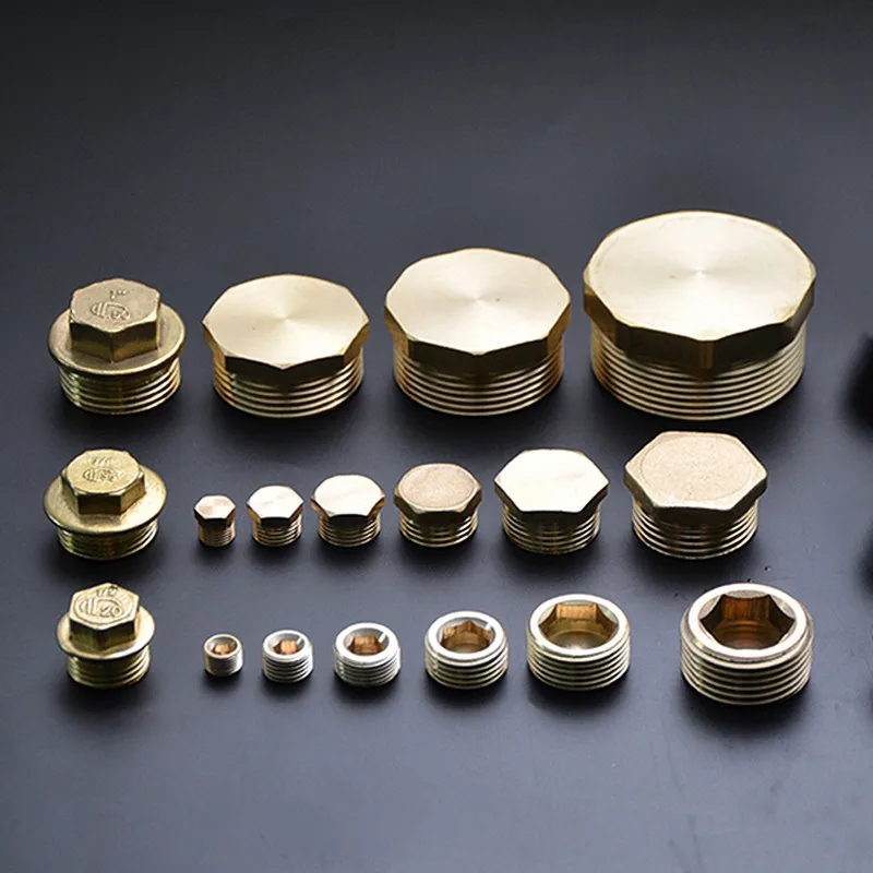 Hose Pipe Fitting Pipe Fitting Water Faucet Adapter Tee Adapter Pipe Plug Water Pipe Fitting Copper 1/8" 1/4" 3/8" 1/2" 3/4" Male Thread Brass Pipe Hex Head End Cap Plug Fitting Coupler Connector Adapter
