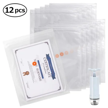 

TAILI A4 Transparent Vacuum Document Paper File Folder Storage Bags with 1 Hand Pump Case for Office Hospital School Stamp Photo