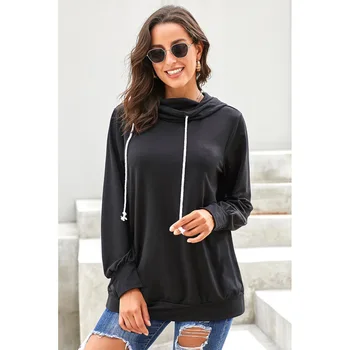 

Solid color autumn and winter women's sweatshirt casual hooded sweatshirt