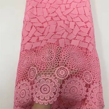 

2020 Latest Nigerian water-soluble lace fabric 5 yards African soft lace fabric with soft lace lace for party YYZ897 pink