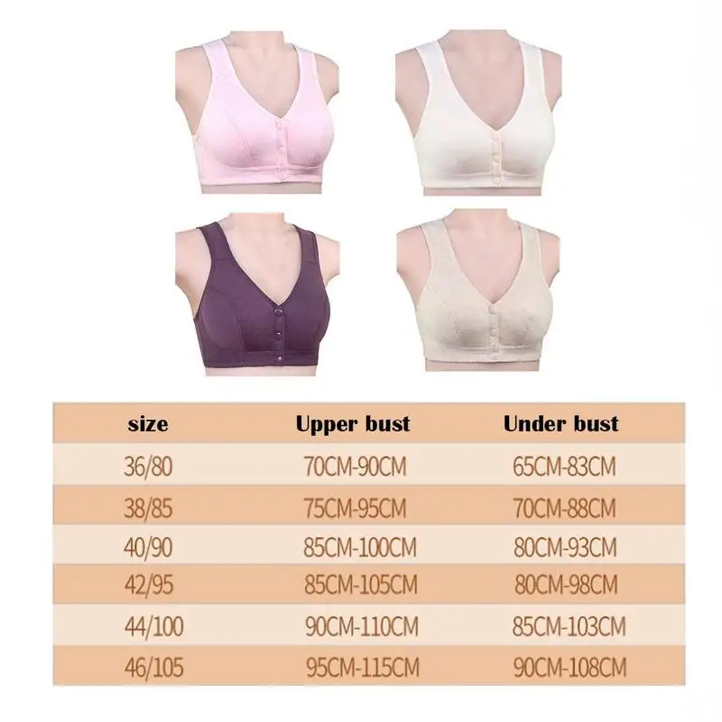 Fashion Women's Bra Front Button Cotton Vest-type Middle-aged And Elderly  Bras Large Size Without Steel Ring Seamless Underwear - AliExpress